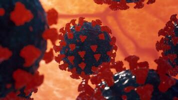 Coronavirus medical animation. The virus model is realistic. Coronaviruses influenza as dangerous flu strain cases as a pandemic. Microscope virus close up. 3d rendering. video