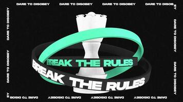 Realistic 3D Typography Loops in Brutalism Style with Text Bands. Dare to disobey. Break the rules video