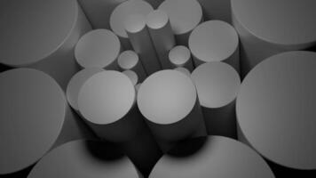 Gray cylinders rotating creating abstract patterns. Design video