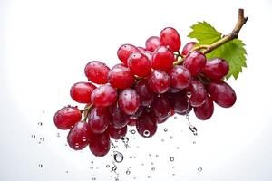Ruby grapes cascade freshness clean vibrant background photo
