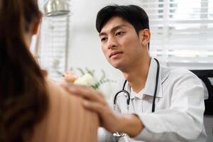 Patient Care and Professional Guidance. A healthcare provider discussing health matters with a patient during a consultation. photo