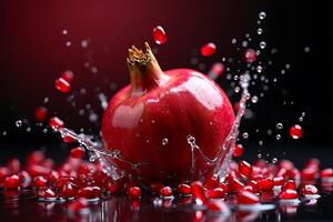 Pomegranate splash refreshing ruby delight dark style photo