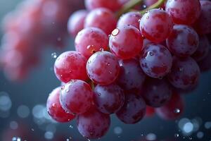 Luscious grapes glistening with dew drops fresh closeup photo