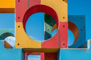 Vivid Geometric Play. A Colorful Playground Through An Abstract Lens. photo
