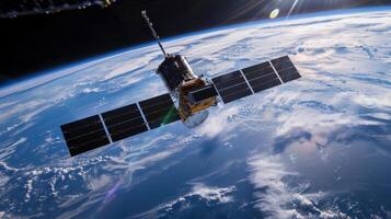 Earth From The Heavens. A Man-Made Orbiter Against The Planet's Vastness. photo