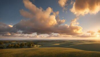 Beautiful Cloudscape Over Serene Field Nature Scenery photo