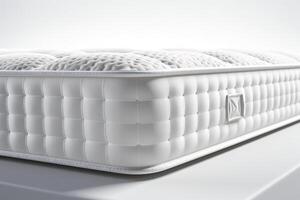 Luxury Quilted Mattress Close-Up With Soft Textured Fabric Detail. photo