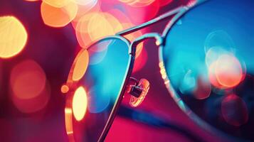 Stylish Sunglasses with Ring Light Reflection in Home Studio Setup Modern Photography Concept photo