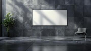 Modern Dark Grey Room Mockup with Blank Sign photo