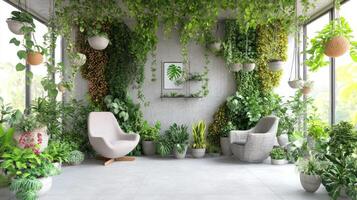 Serene Indoor Garden Room Design with Lush Greenery photo