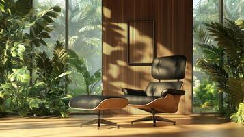 Relaxing Eames Lounge Chair in Tropical Setting photo