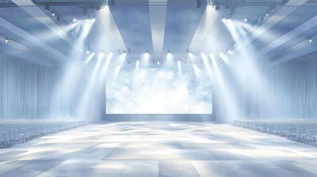 Elegant Event Venue with Large Screen and Stage photo