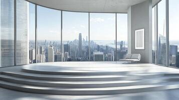 Modern Penthouse City View with Circular Stage Design photo