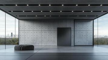 Modern Concrete Room Design with City View photo
