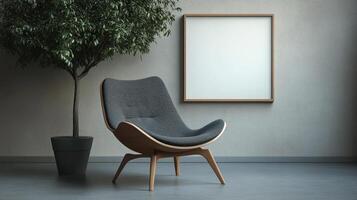Modern Chair and Blank Canvas Minimalist Interior Design photo