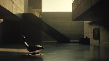 Modern Chair in Minimalist Concrete House Interior photo