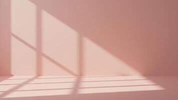 Empty pink colour room studio with sunlight effect shadow on the floor and wall for product presentation. - 5 photo