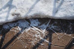 At this moment in time, the ground is thoroughly covered by a significant blanket of snow, and furthermore, there exists a considerable layer of ice present on the surface of the ground photo