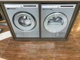 Explore the latest in modern laundry appliances with a stylish washer and dryer combo, perfectly designed for contemporary homes that value both aesthetics and functionality photo
