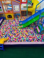 Discover a vibrant and exciting indoor play area filled with a colorful ball pit and exhilarating slides, perfect for kids to enjoy endless fun, happiness, and laughter every day photo
