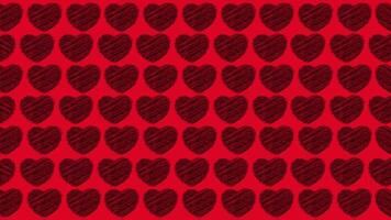 Preto amor coração rabisco padronizar animação dentro vermelho fundo adequado para amor ou romântico temático introdução ou bandeira video