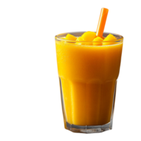 Vibrant Mango Smoothie with Colorful Straw Isolated on Transparent Background png