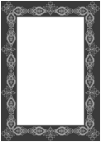 Black frame abstract vintage pattern transparent background for photo frame. Black frame decorative pattern. png