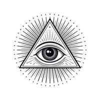 Eye of Providence in Triangle with Rays, Mystical on Transparent Background png