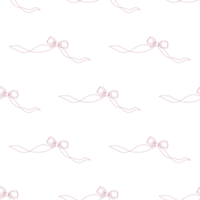 Romantic Seamless Pattern with Coquette Ribbon Bow. One Continuous Line Drawing png