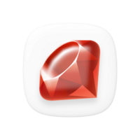 Ruby programing language 3d icon transparent background png