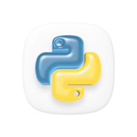Python programing language 3d icon transparent background png