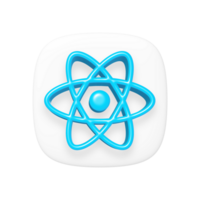 React js programing language 3d icon transparent background png