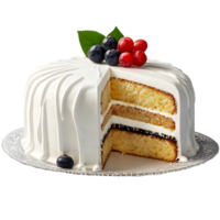 A slice of cake with berries on transparent background png