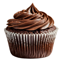 A chocolate cupcake on a transparent background png
