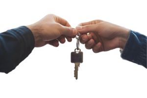Handing over house keys new home ownership png