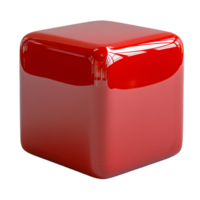 Shiny Red Cube Glossy Surface 3D Render, png