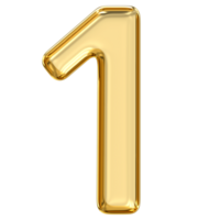 Golden Number 1, pristine, glossy golden number one glimmers, evoking the essence of first place and simple elegance of number, 3d rendering png
