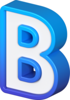 Isometric view of bold Letter B, stands out with its striking blue and white gradient, ready for visual communication, emphasizing clarity and modern feel, 3d rendering png