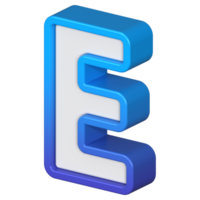 Isometric view of bold Letter E, stands out with its striking blue and white gradient, ready for visual communication, emphasizing clarity and modern feel, 3d rendering png