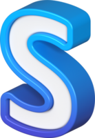 Isometric view of bold Letter S, stands out with its striking blue and white gradient, ready for visual communication, emphasizing clarity and modern feel, 3d rendering png