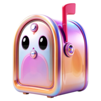 Glossy 3D Mailbox with Vibrant Colors and Shiny Finish on Transparent Background png