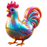 3D Glossy Chicken with Vibrant Colors and Polished Finish on Transparent Background png