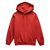 Red Pullover Hoodie with Adjustable Drawstring and Kangaroo Pocket, Isolated on a Transparent Background png
