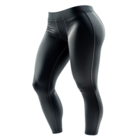 Black Workout Leggings with Elastic Waistband and Stretchable Fabric Isolated on Transparent Background png