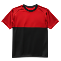 Front View of a Modern Sportswear T-Shirt with a Stylish Red and Black Color Combination on Transparent Background png