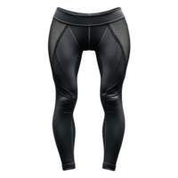 Stylish Black Workout Leggings with Modern Mesh Details Isolated on Transparent Background png