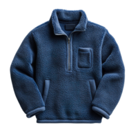 Soft and Comfortable Boys' Plush Fleece Pullover with Stand-Up Collar, Quarter-Zip Closure, and Relaxed Fit on Transparent Background png