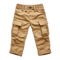 Casual and Functional Childrens Cargo Pants with Deep Storage Pockets on Transparent Background png