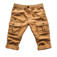High-Quality Kids Adventure Cargo Pants with Roll-Up Cuffs, Practical Pockets, and Stretchable Waist on Transparent Background png