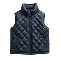Trendy and Functional Sleeveless Jacket for Boys with Warm Padding, Durable Fabric, and Elegant Quilted Texture png